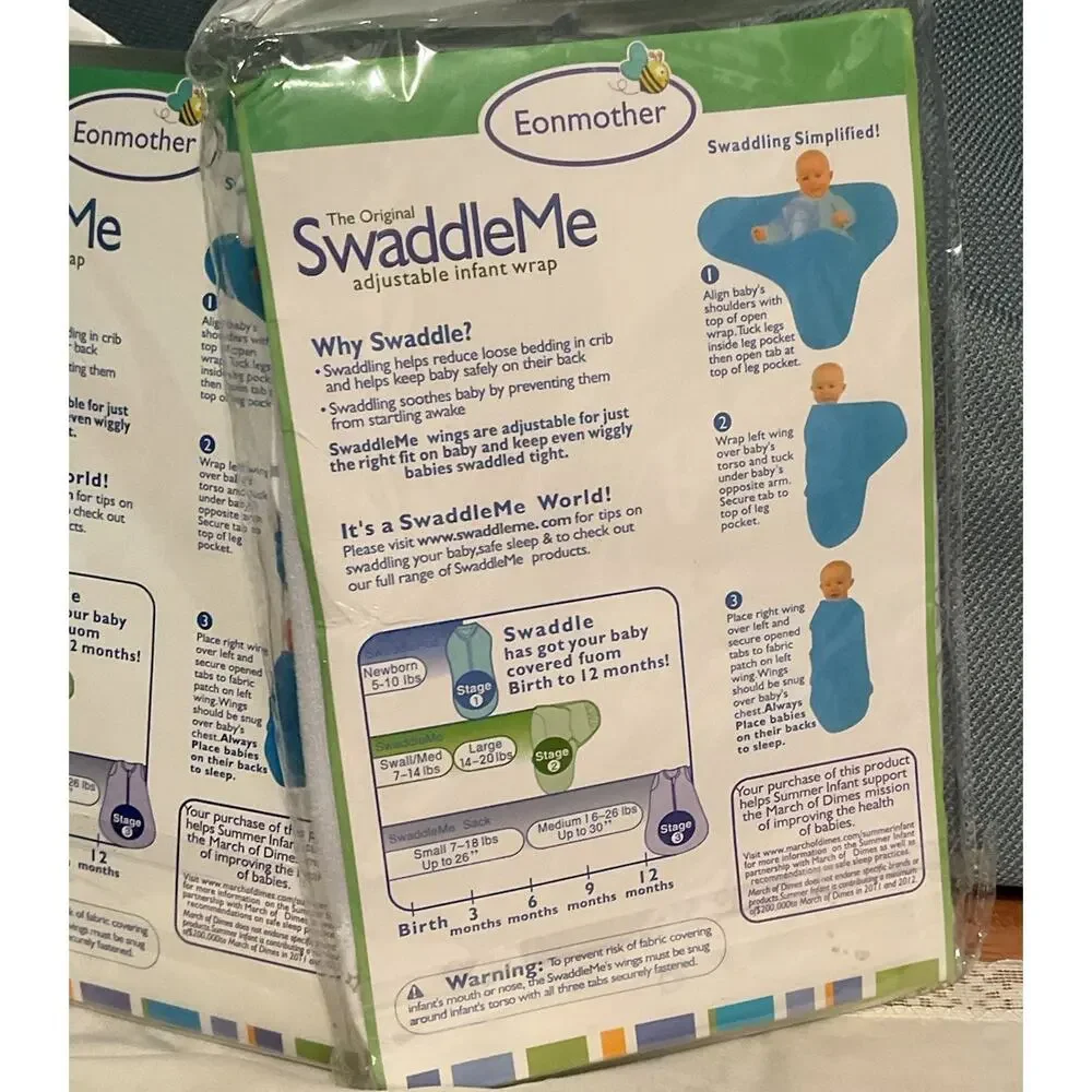 Eonmother Swaddle Me Adjustable Infant Wrap 7-14 lb Small/Medium 2 Pack Lot Of 2